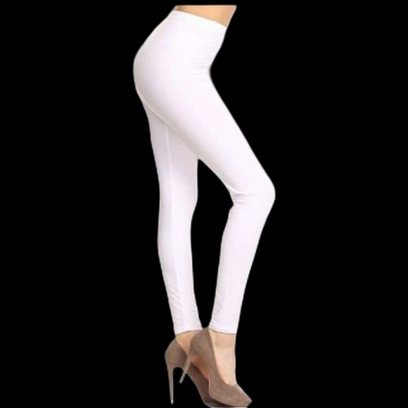 Reg One Size Womens White  Buttery Soft Basic Solid High Waisted - Picture 1 of 2
